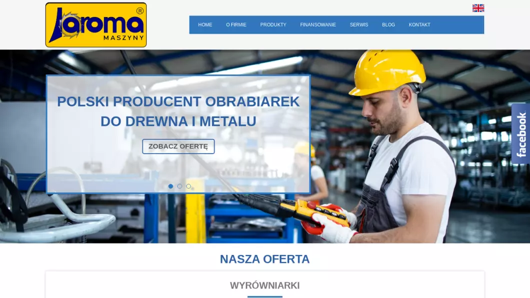 Zrzut ekranu strony firmy Maszyny stolarskie Jaroma