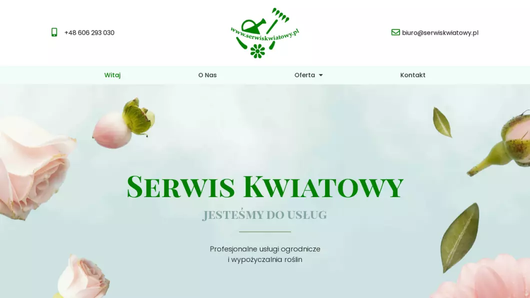 Zrzut ekranu strony firmy Serwis Kwiatowy - Usługi ogrodnicze i porządkowe