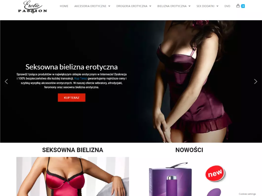 Zrzut ekranu strony firmy Erotic Passion
