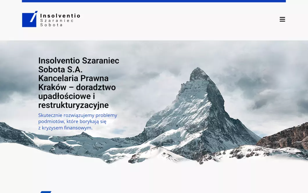 Zrzut ekranu strony firmy Kancelaria prawna Kraków - Insolventio Szaraniec Sobota S.A.