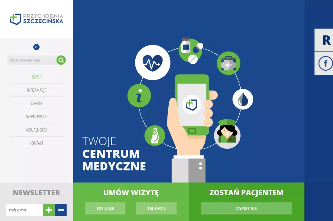 Zrzut ekranu strony firmy Przychodnia Szczecin - lekarze rodzinni - NFZ | Przychodnia Szczecińska