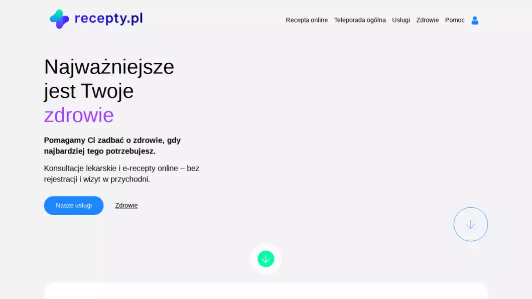 Zrzut ekranu strony firmy recepty.pl