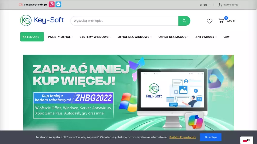 Zrzut ekranu strony firmy Key-Soft.pl - klucze do oprogramowania