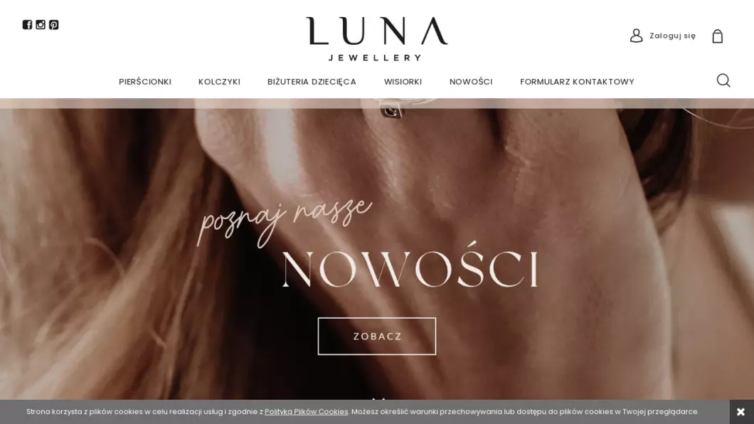 Zrzut ekranu strony firmy Złota biżuteria Luna Jewellery