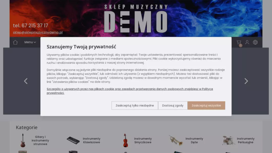Zrzut ekranu strony firmy Sklep Muzyczny Demo