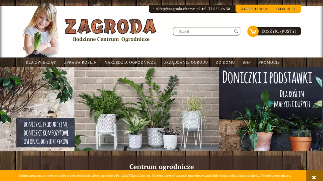 Zrzut ekranu strony firmy Centrum ogrodnicze Zagroda Cieszyn