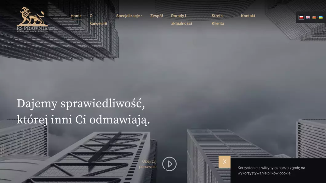 Zrzut ekranu strony firmy RS Prawnik