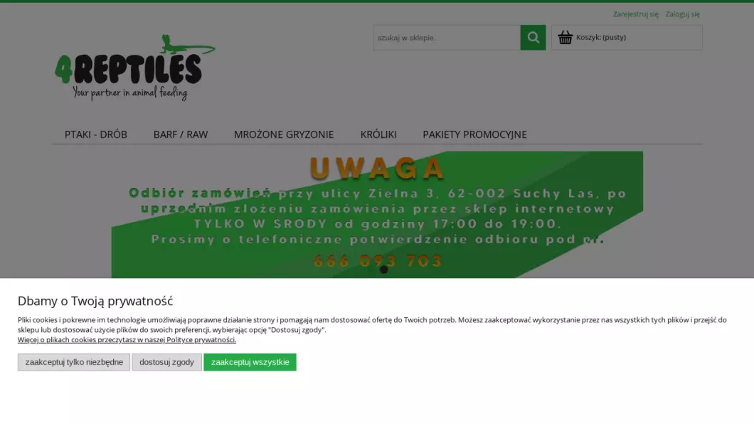 Zrzut ekranu strony firmy 4Reptiles