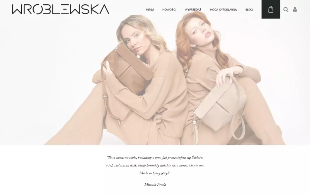 Zrzut ekranu strony firmy Producent torebek damskich Wróblewska