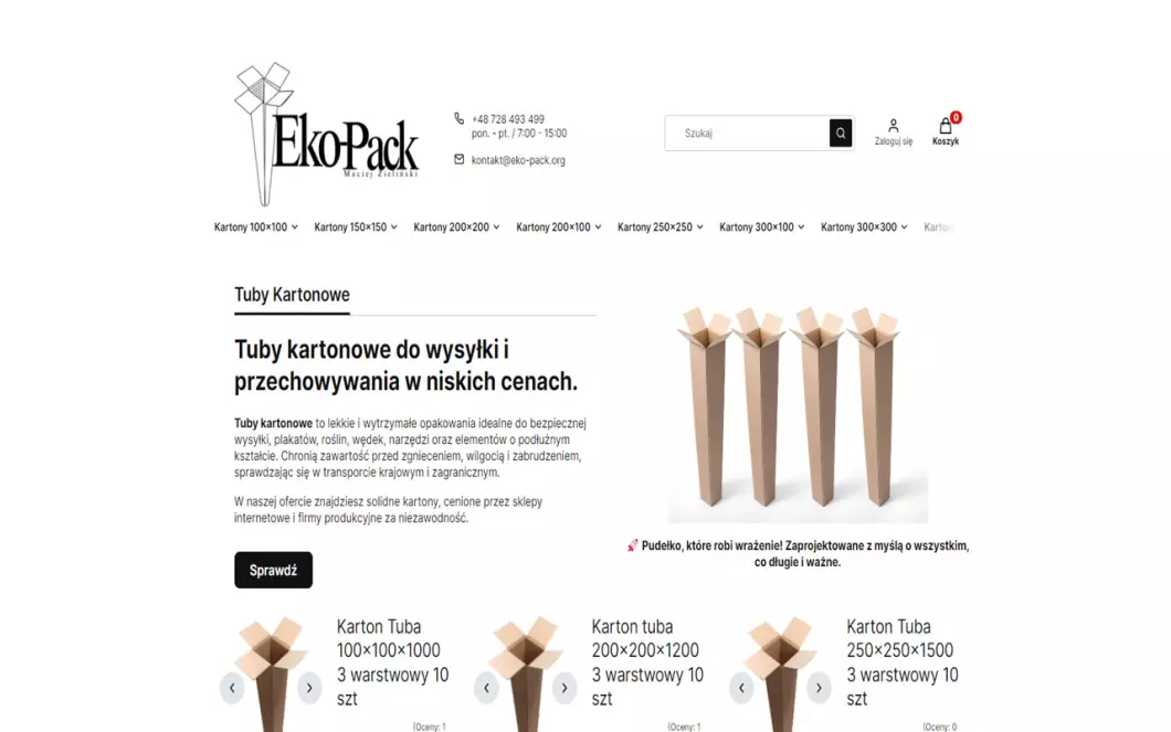 Zrzut ekranu strony firmy Eko-Pack
