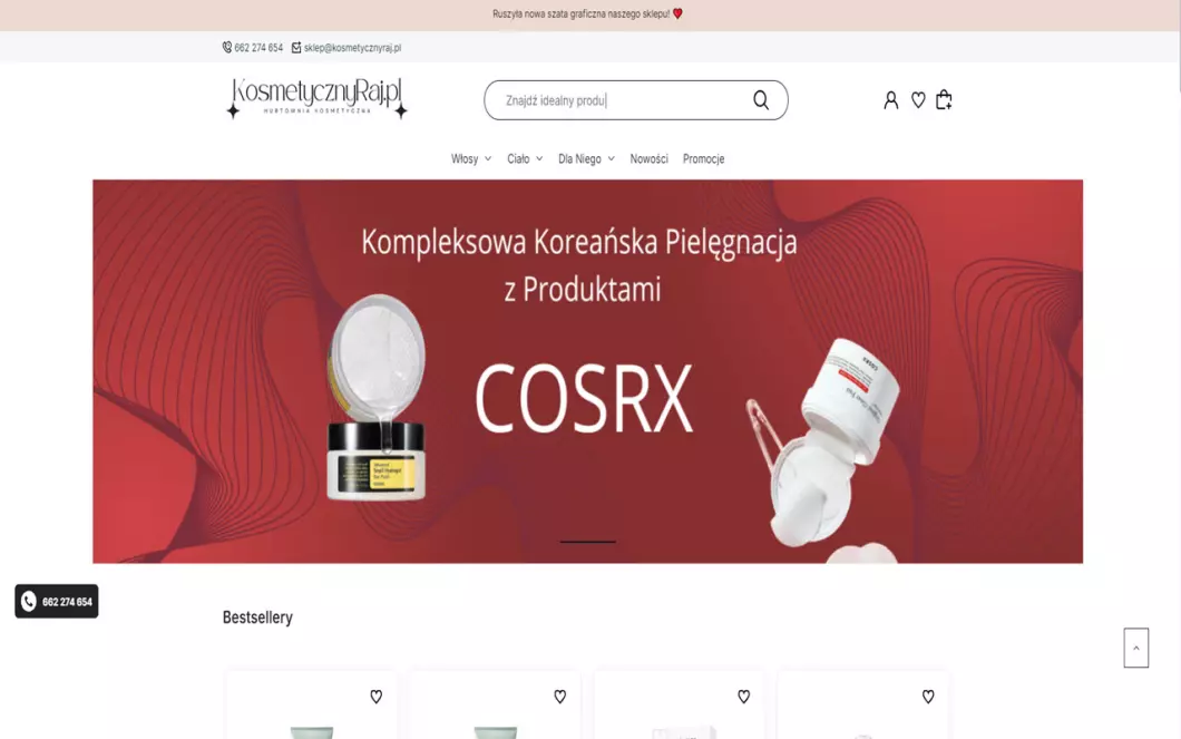 Zrzut ekranu strony firmy KosmetycznyRaj.pl