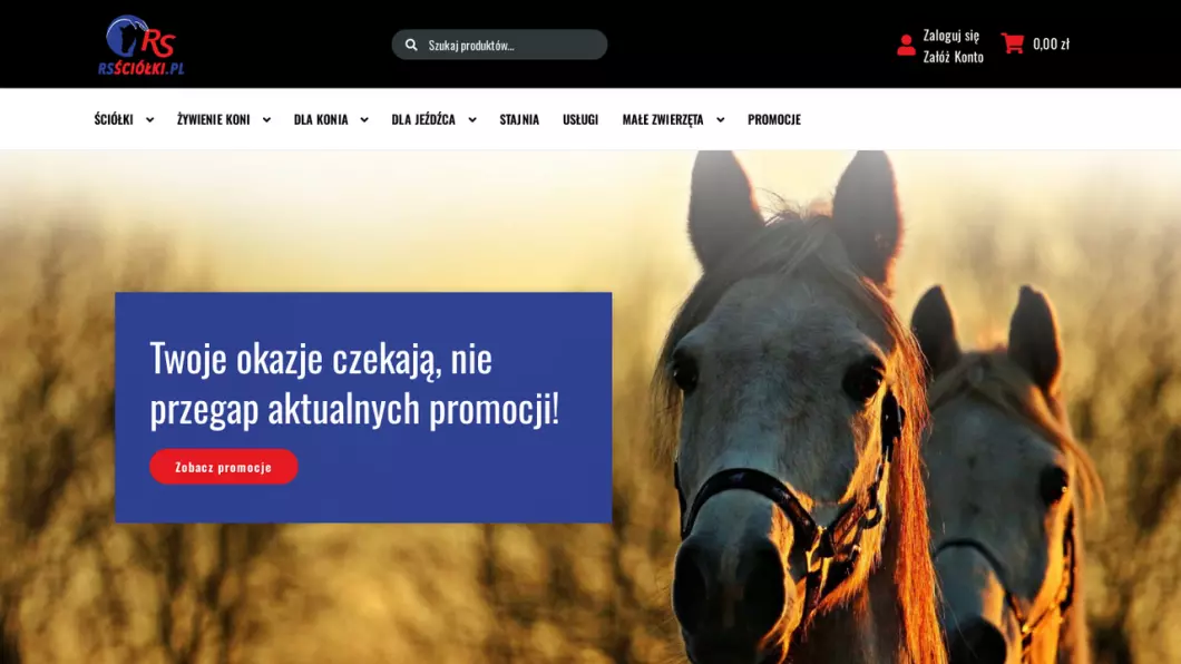 Zrzut ekranu strony firmy RSściółki - produkty dla koni