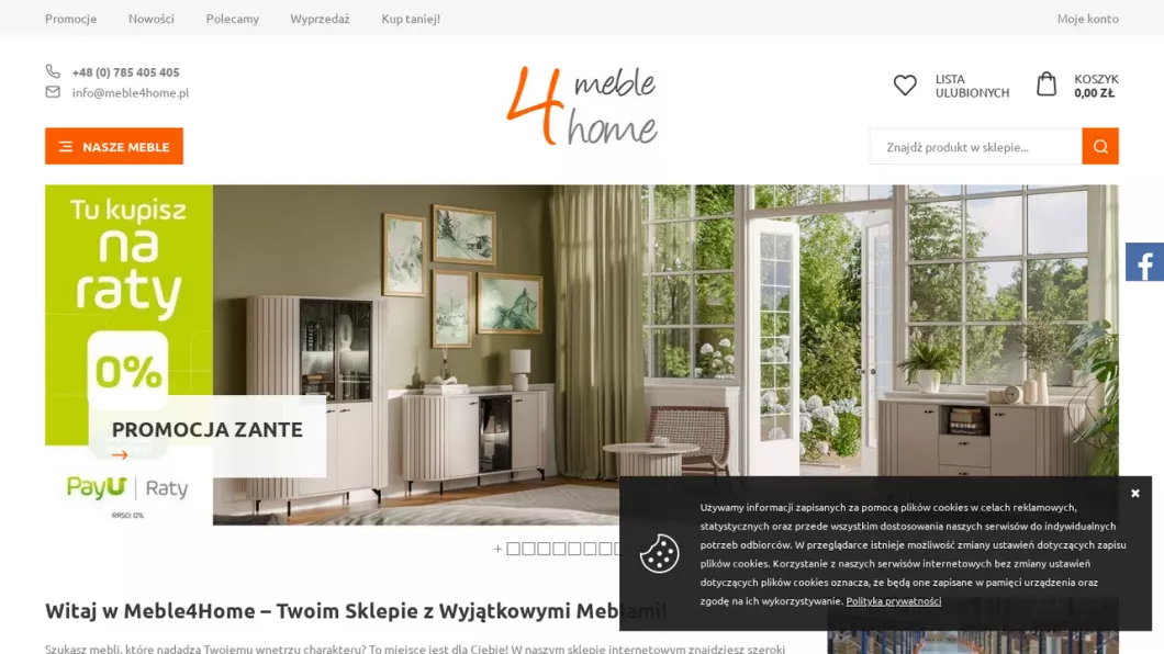 Zrzut ekranu strony firmy Meble4Home