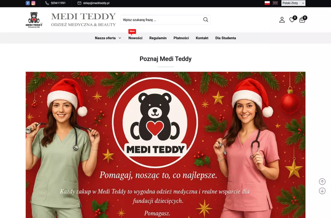 Zrzut ekranu strony firmy Medi Teddy