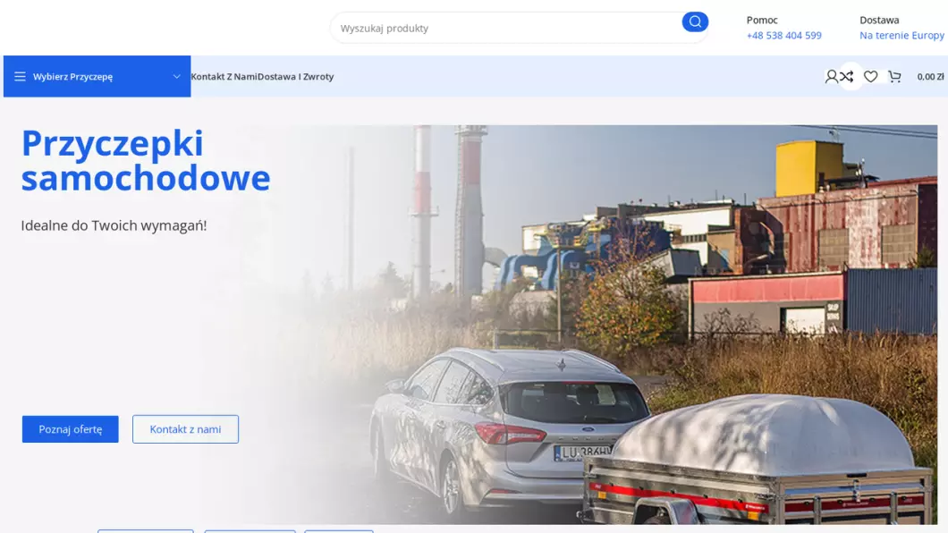Zrzut ekranu strony firmy IGMAR Trailers Sprzedaż przyczep samochodowych
