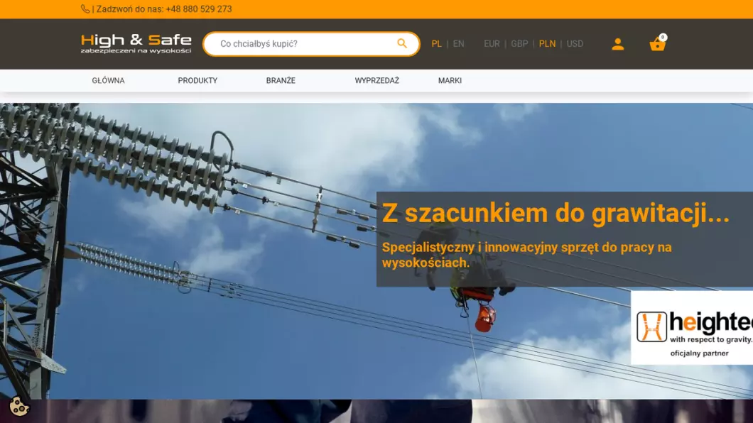 Zrzut ekranu strony firmy High and Safe