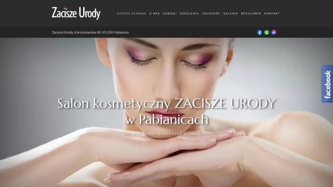 Zrzut ekranu strony firmy Zacisze Urody - Salon kosmetyczny Pabianice