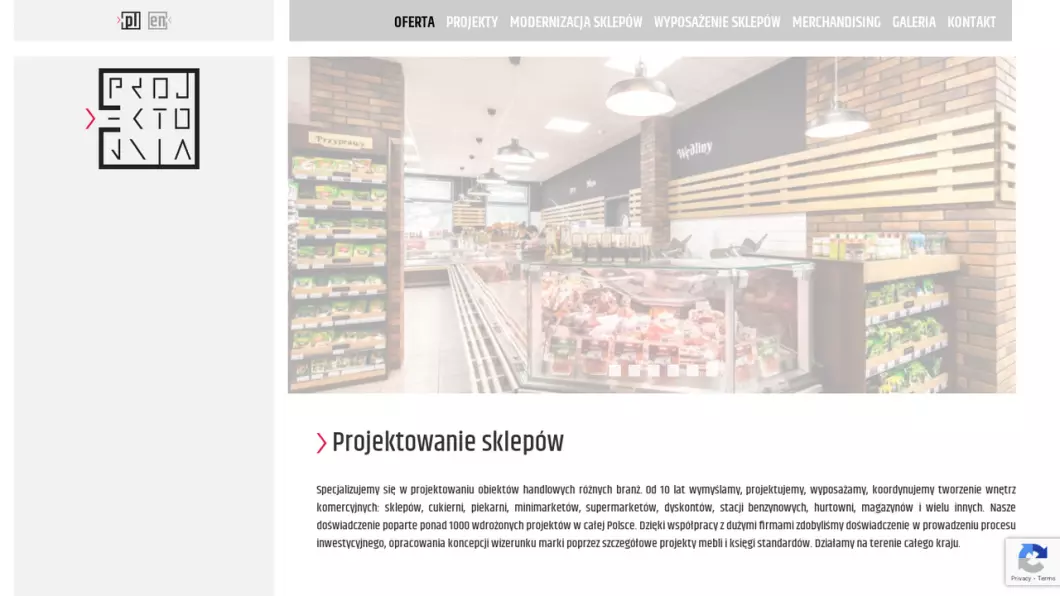 Zrzut ekranu strony firmy Bartek Michalik - Projekty sklepów