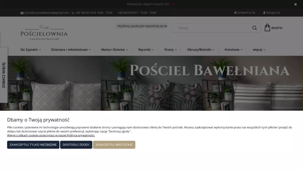 Zrzut ekranu strony firmy Sklep z pościelą Ostrów Wielkopolski | Pościelownia