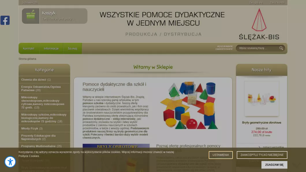 Zrzut ekranu strony firmy Ślężak-Bis