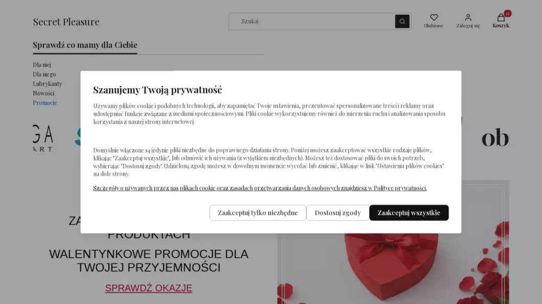 Zrzut ekranu strony firmy Secret Pleasure