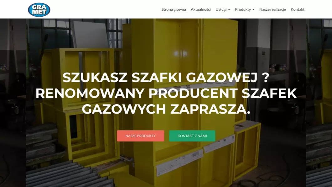 Zrzut ekranu strony firmy GRA-MET - Szafki Gazowe