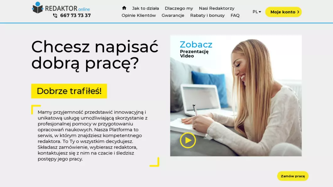 Zrzut ekranu strony firmy ProMedia Wojciech Kowalski - Pomoc w pisaniu prac