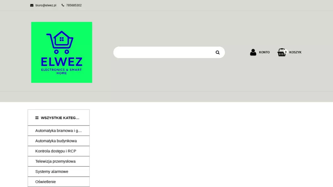 Zrzut ekranu strony firmy Automatyka bramowa, garażowa, budynkowa | elwez.pl