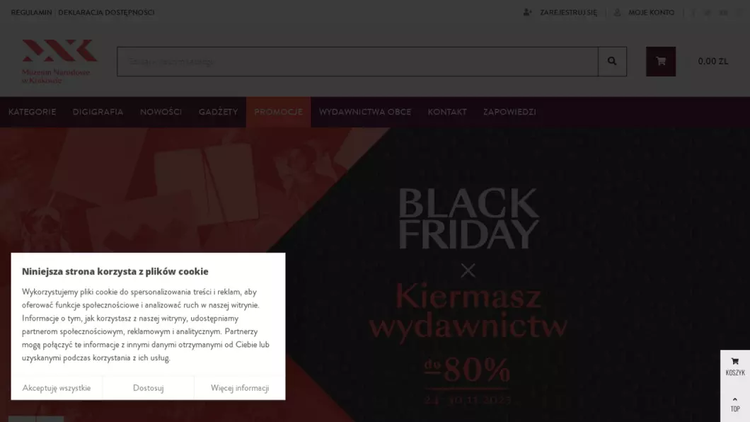 Zrzut ekranu strony firmy Księgarnia internetowa Kraków | eksiegarnia.mnk.pl
