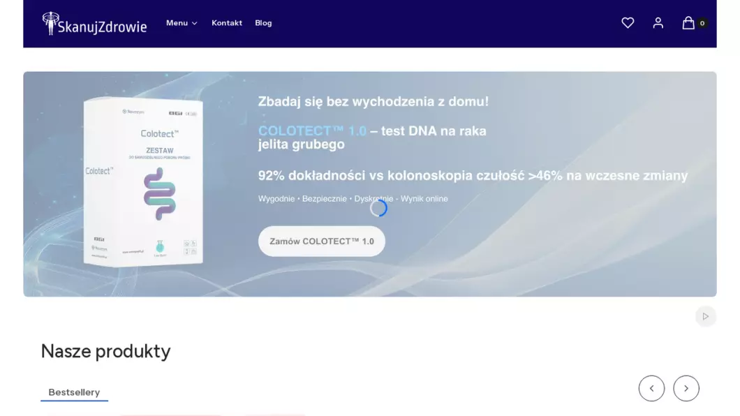 Zrzut ekranu strony firmy SkanujZdrowie.pl - Badania onkologiczne