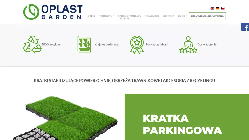 Zrzut ekranu strony firmy Oplast Garden