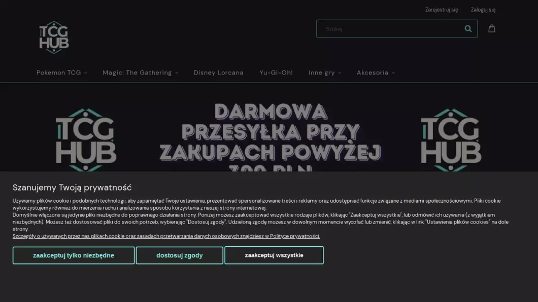 Zrzut ekranu strony firmy TCG Hub - karty kolekcjonerskie