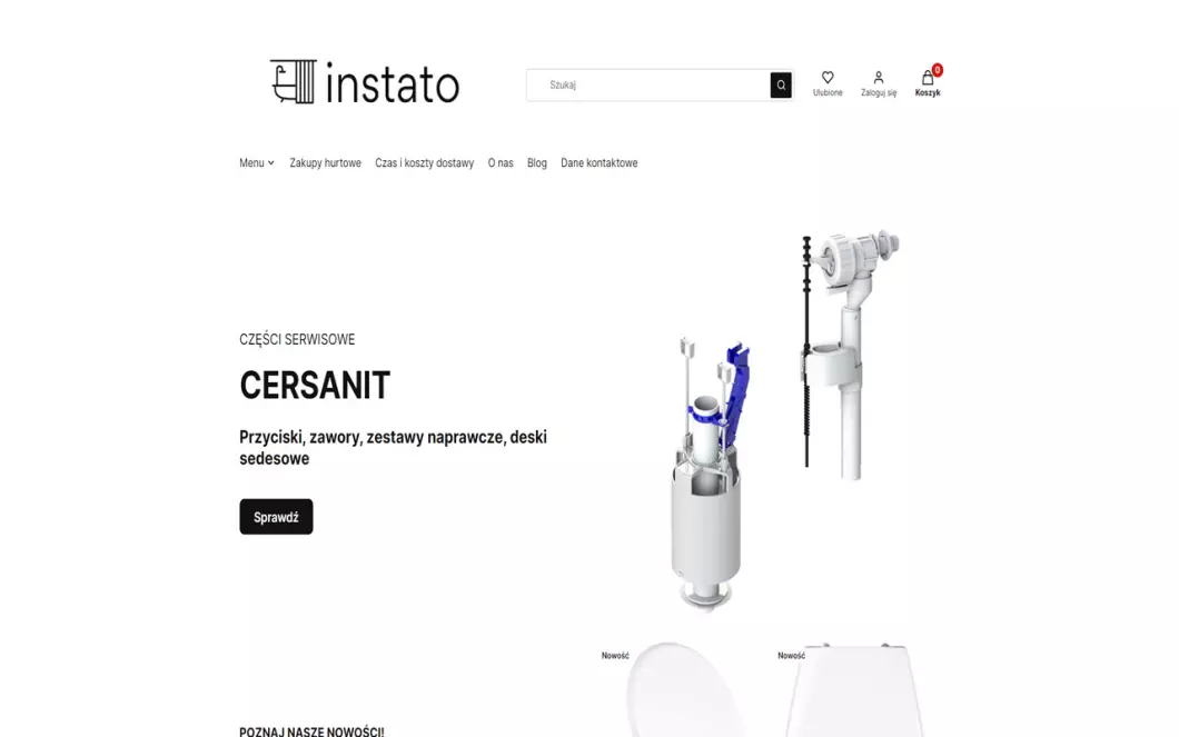 Zrzut ekranu strony firmy Instato