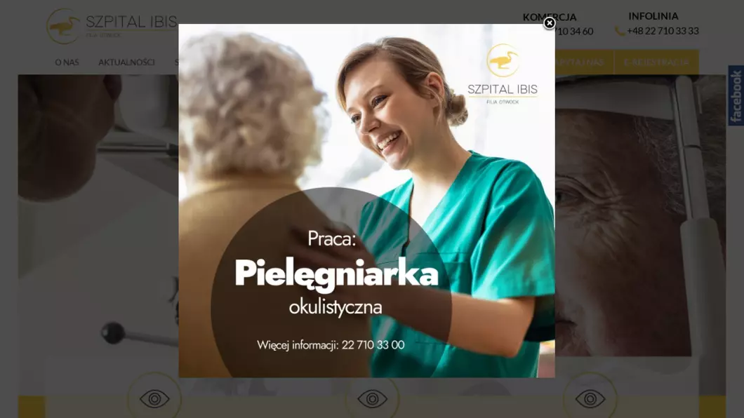 Zrzut ekranu strony firmy Szpital IBIS