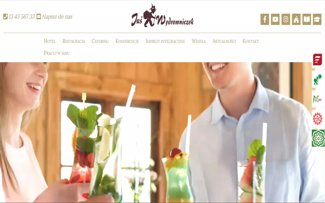 Zrzut ekranu strony firmy Hotel Restauracja Jaś Wędrowniczek