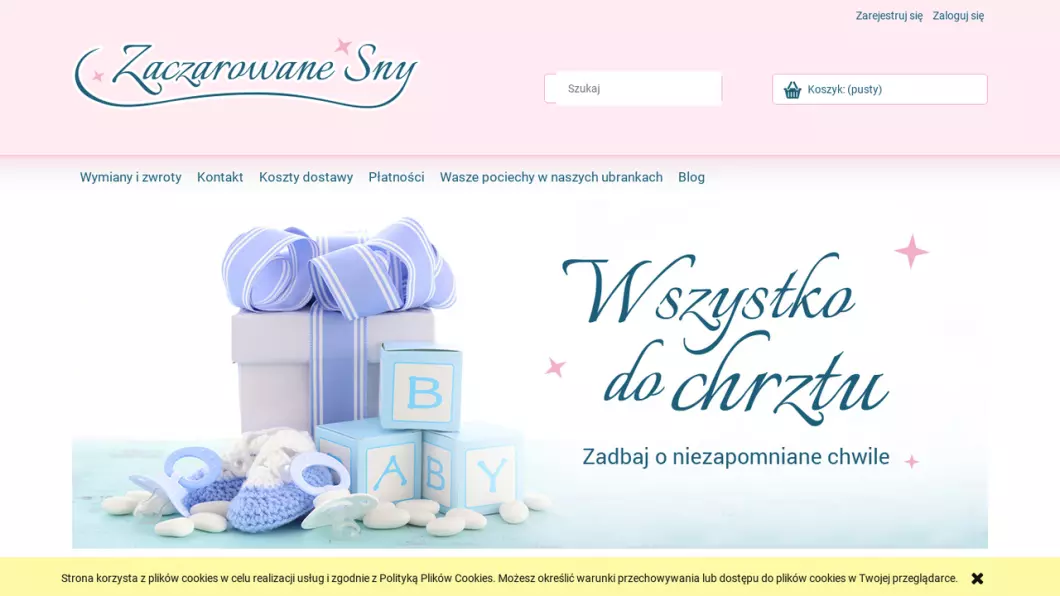 Zrzut ekranu strony firmy Zaczarowane Sny