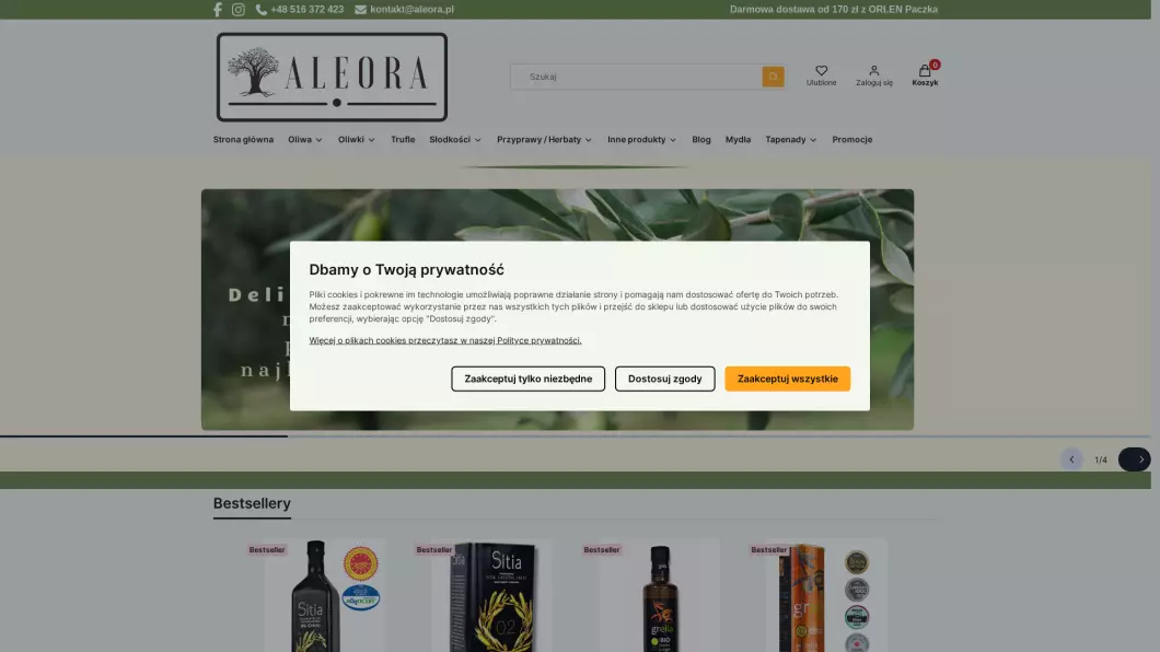 Zrzut ekranu strony firmy ALEORA.PL